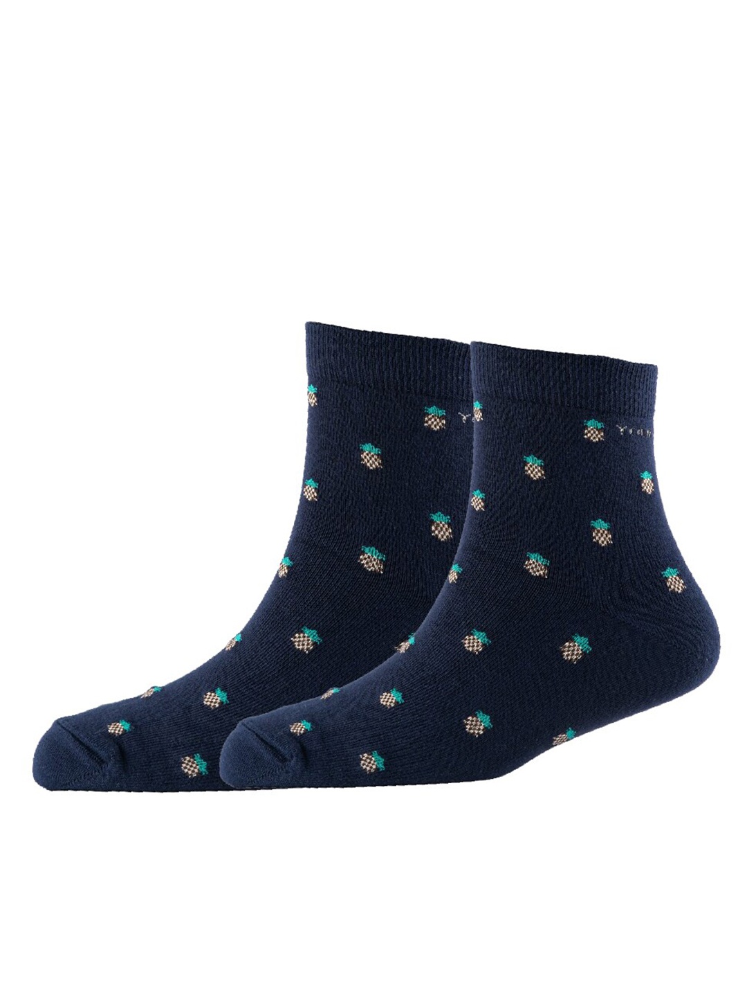 

Cotstyle Men Pack Of 2 Patterned Cotton Ankle Length Socks, Navy blue
