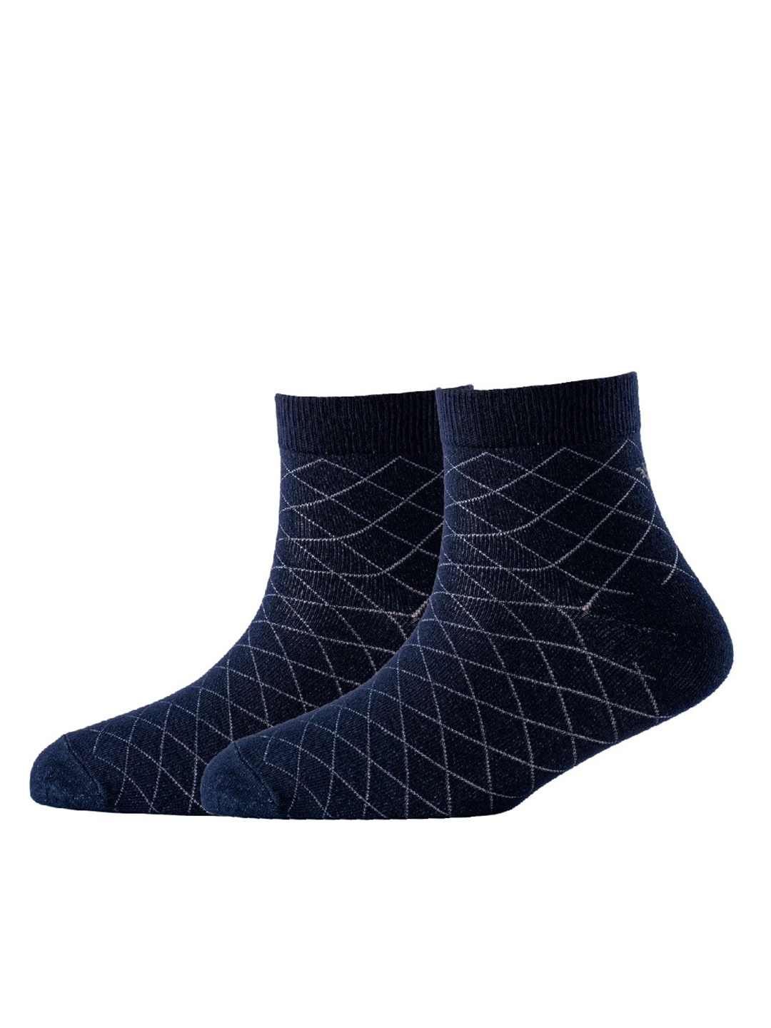 

Cotstyle Men Pack Of 2 Patterned Cotton Ankle Length Socks, Navy blue