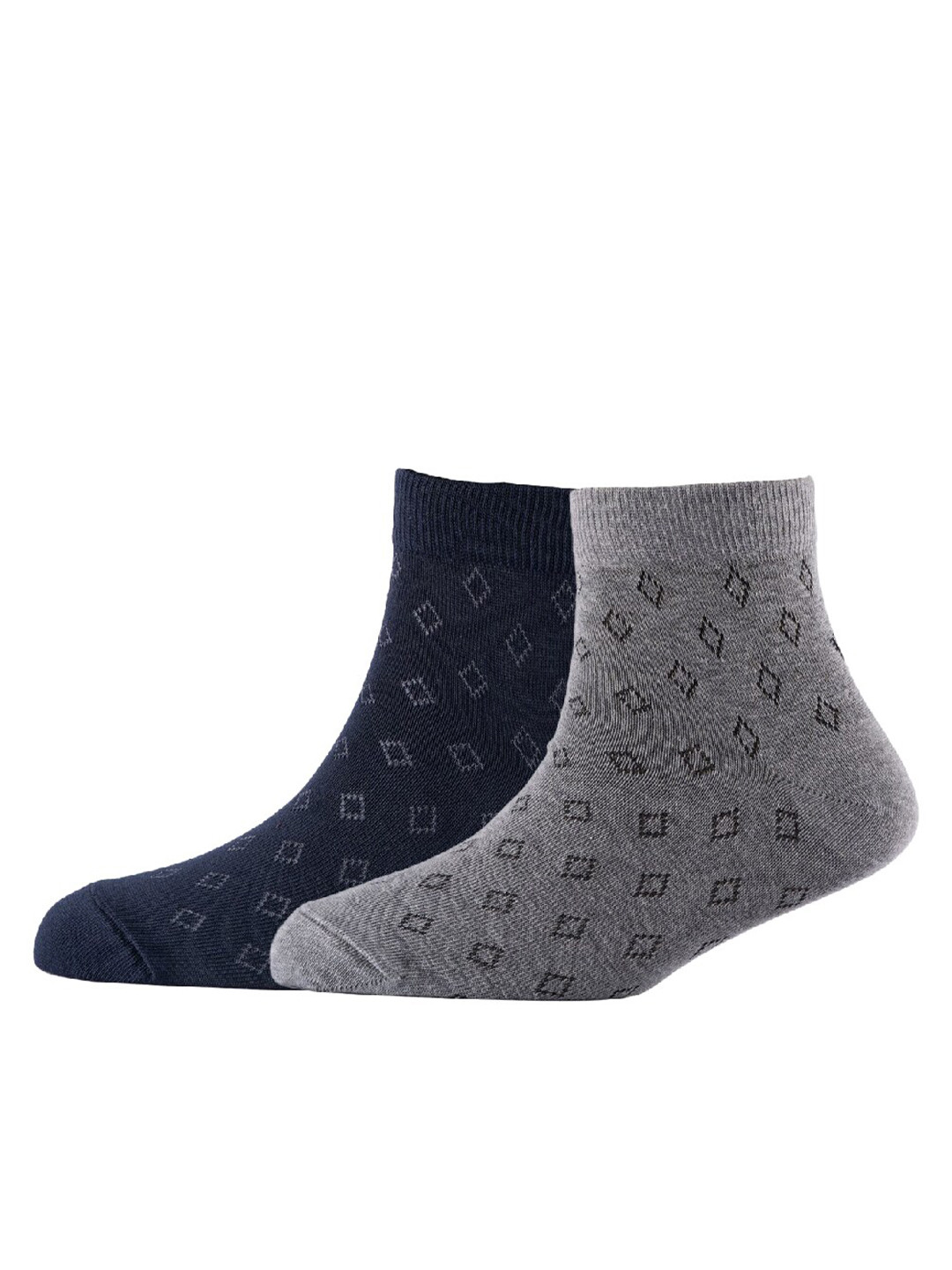 

Cotstyle Men Pack Of 2 Patterned Cotton Ankle Length Socks, Navy blue