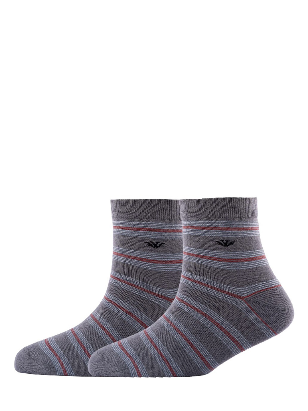 

Cotstyle Men Pack Of 2 Striped Cotton Ankle Length Socks, Grey