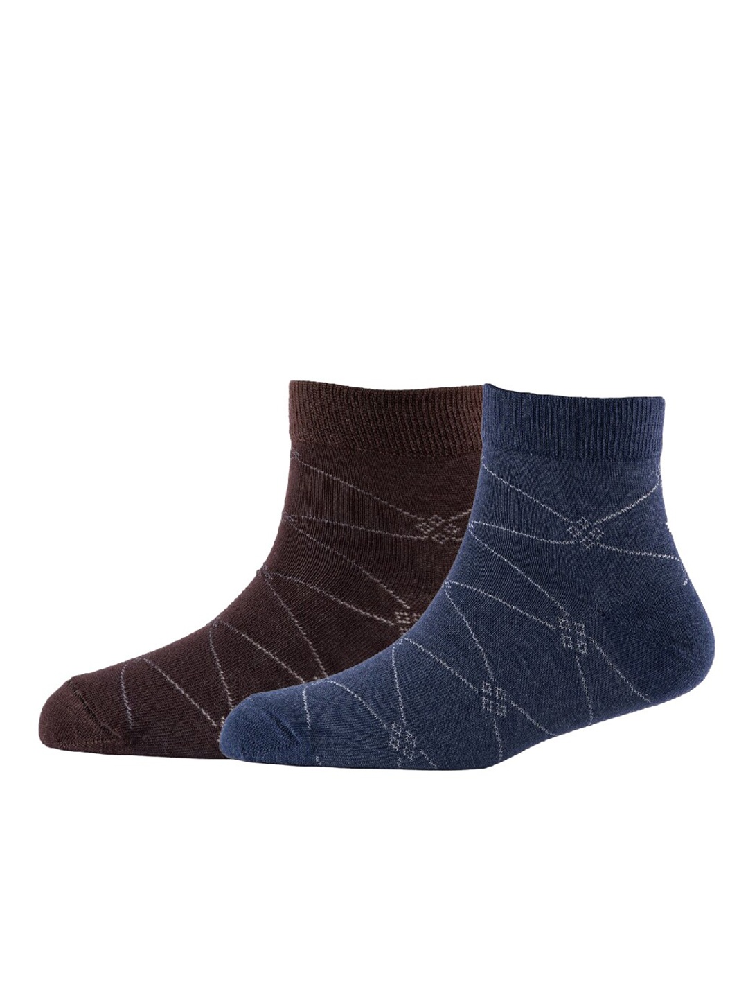 

Cotstyle Men Pack Of 2 Patterned Cotton Ankle Length Socks, Brown