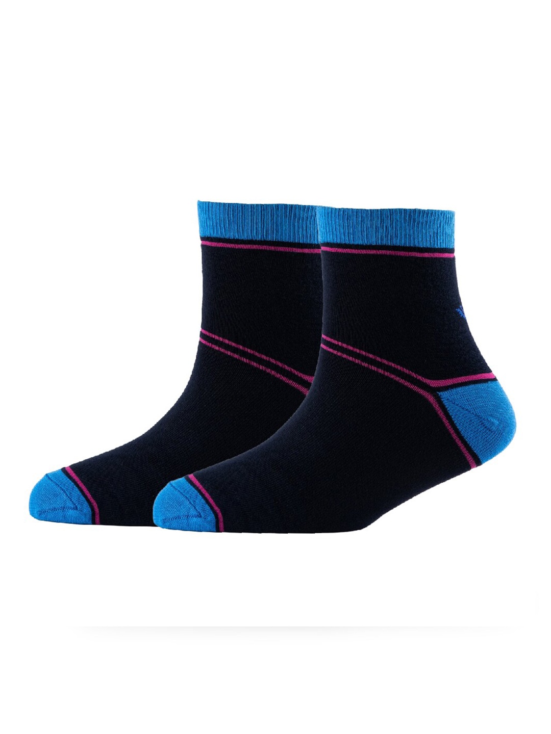 

Cotstyle Men Pack of 2 Striped Cotton Ankle-Length Socks, Black