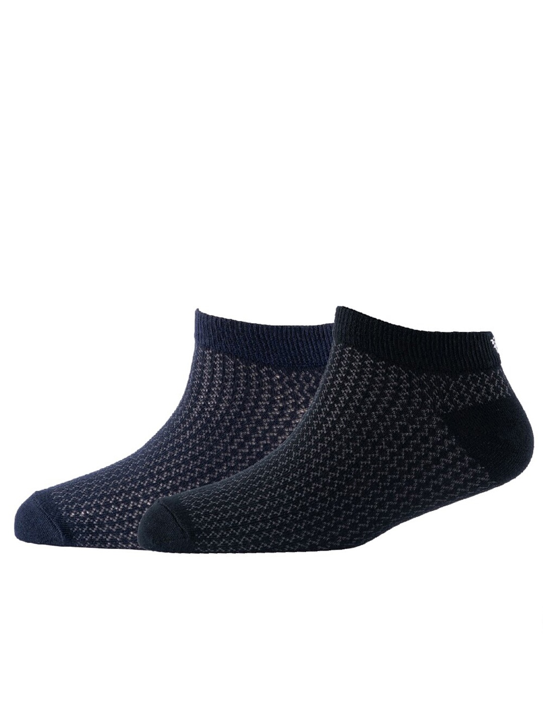 

Cotstyle Men Pack Of 2 Patterned Cotton Ankle Length Socks, Navy blue