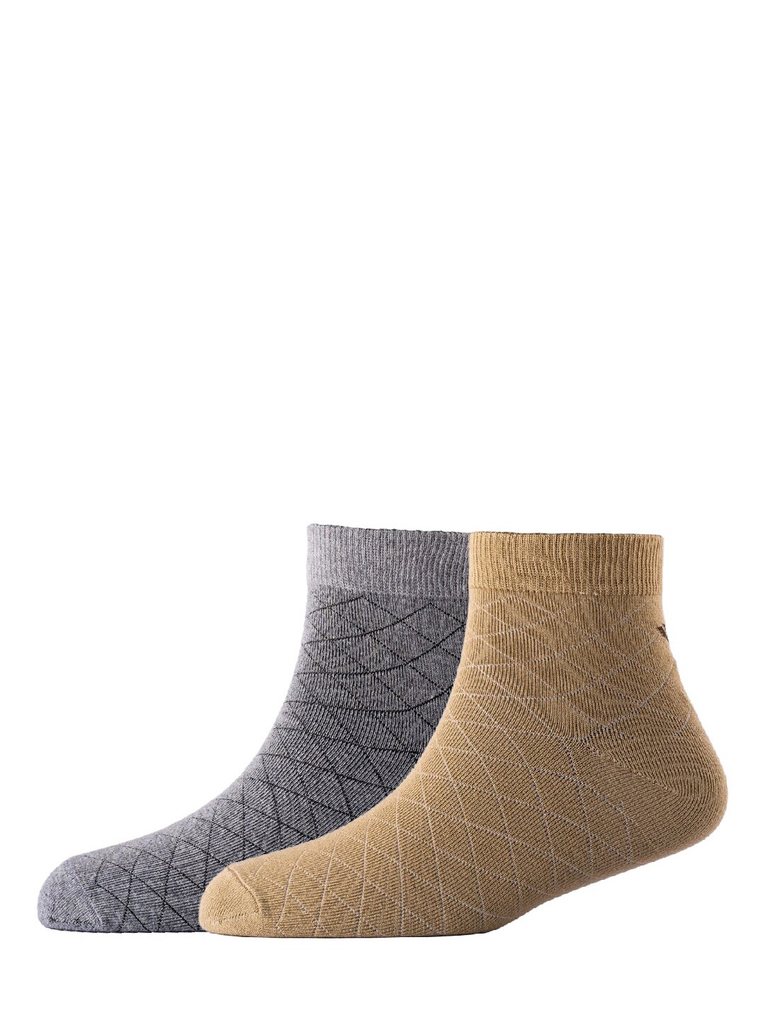 

Cotstyle Men Pack Of 2 Patterned Cotton Ankle Length Socks, Grey