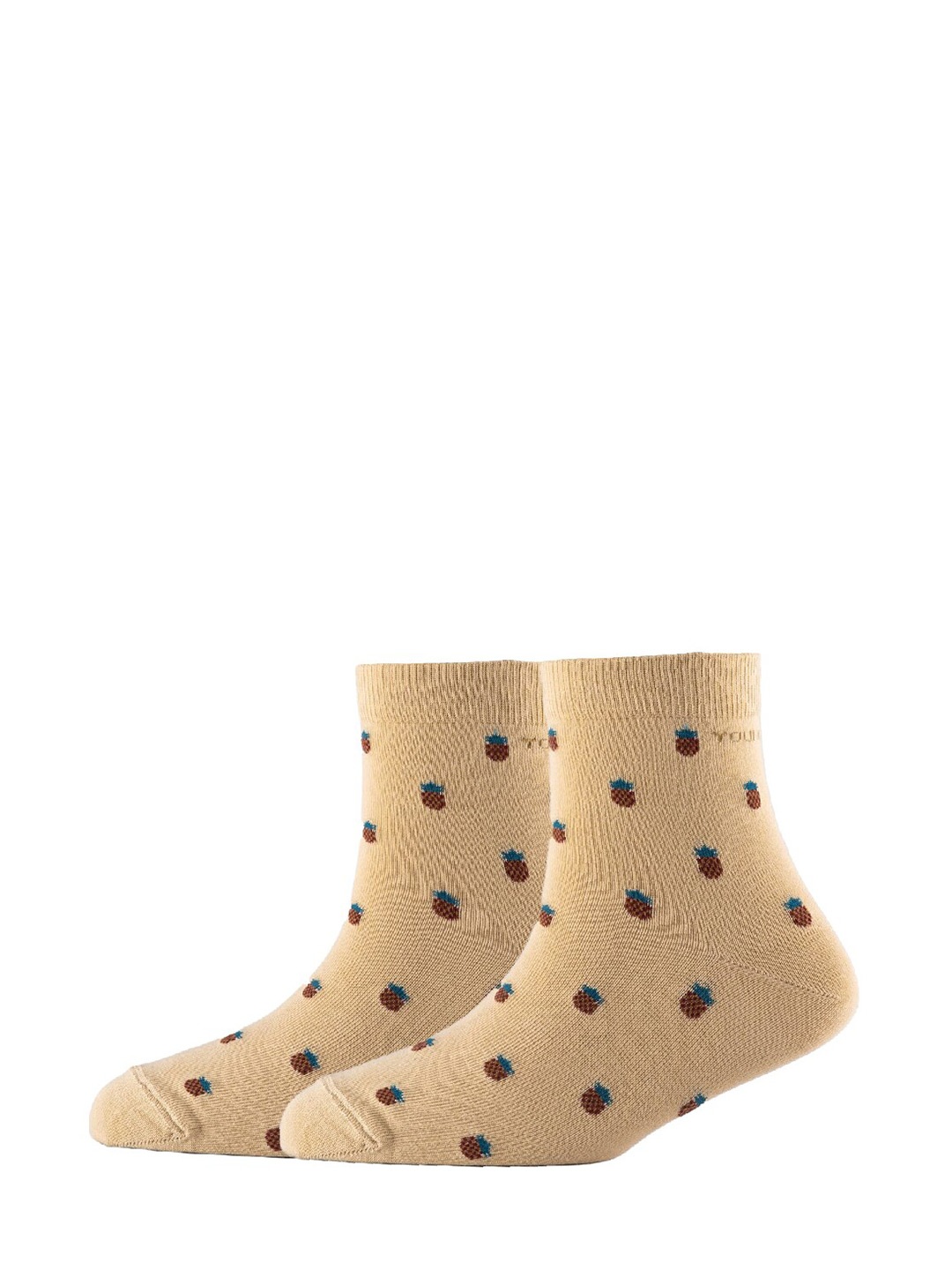 

Cotstyle Men Pack Of 2 Patterned Cotton Ankle Length Socks, Beige