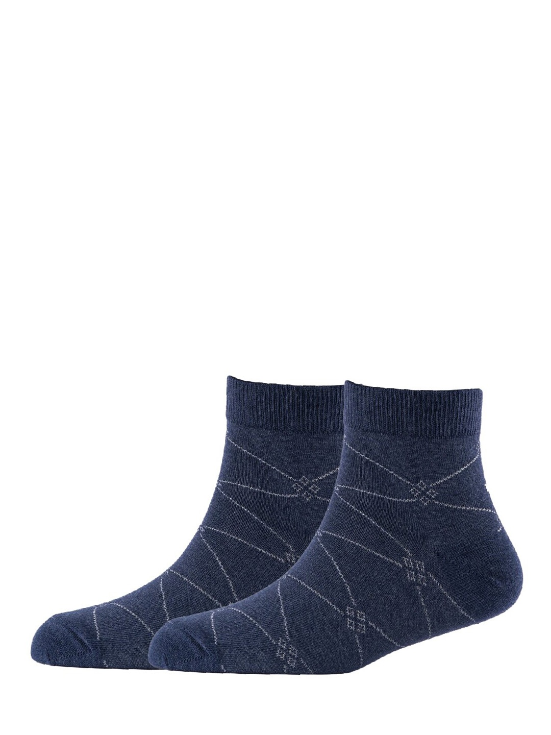 

Cotstyle Men Pack Of 2 Patterned Cotton Ankle Length Socks, Navy blue