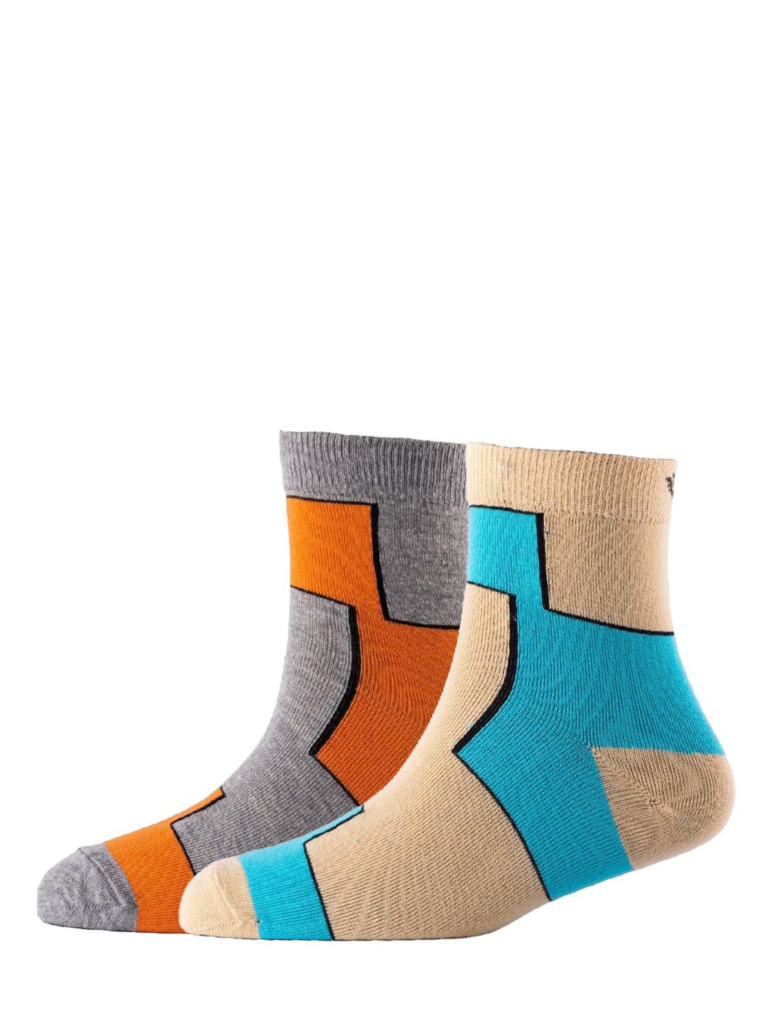 

Cotstyle Men Pack Of 2 Patterned Cotton Ankle Length Socks, Grey
