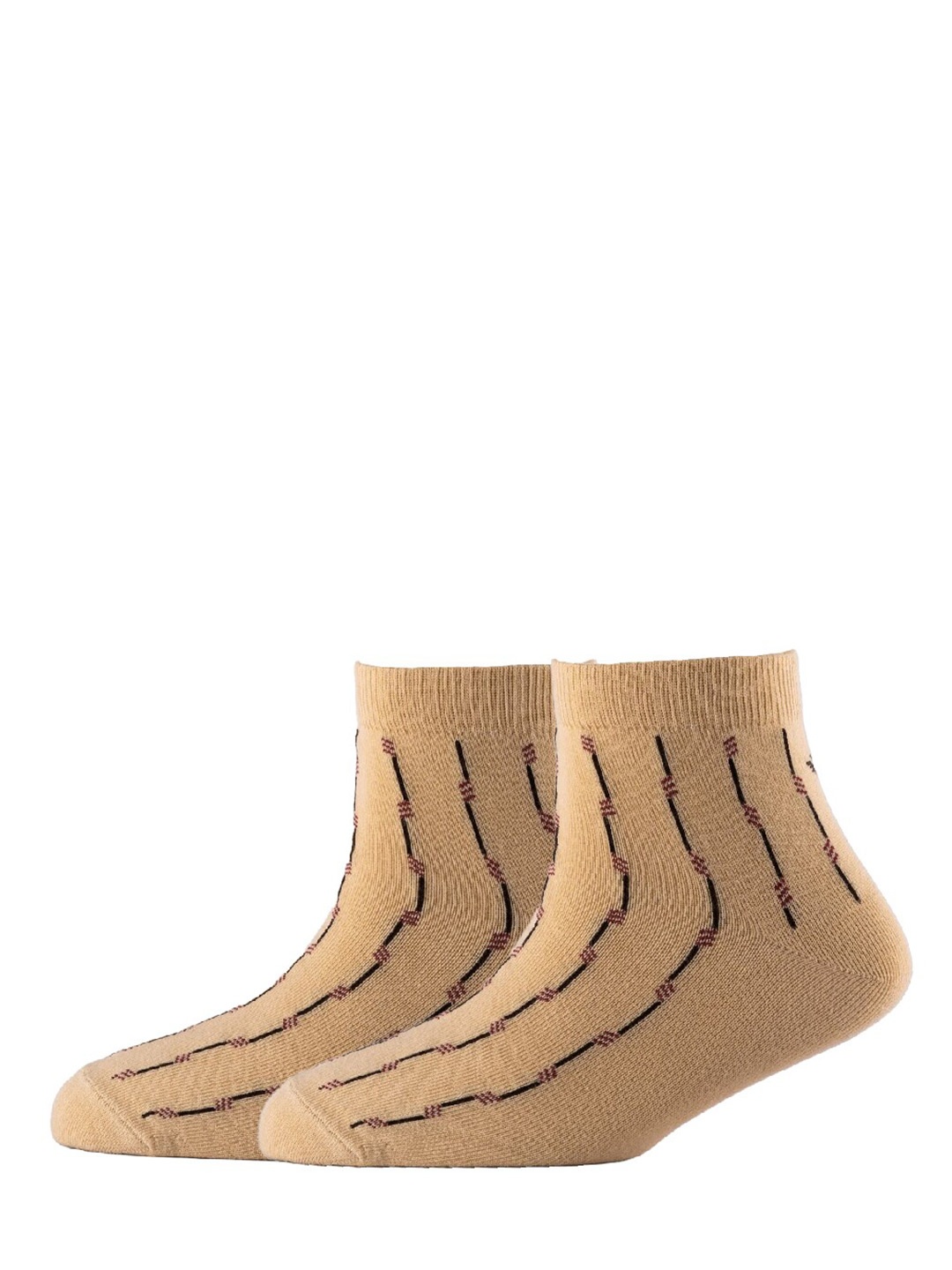 

Cotstyle Men Pack Of 2 Patterned Cotton Ankle Length Socks, Beige