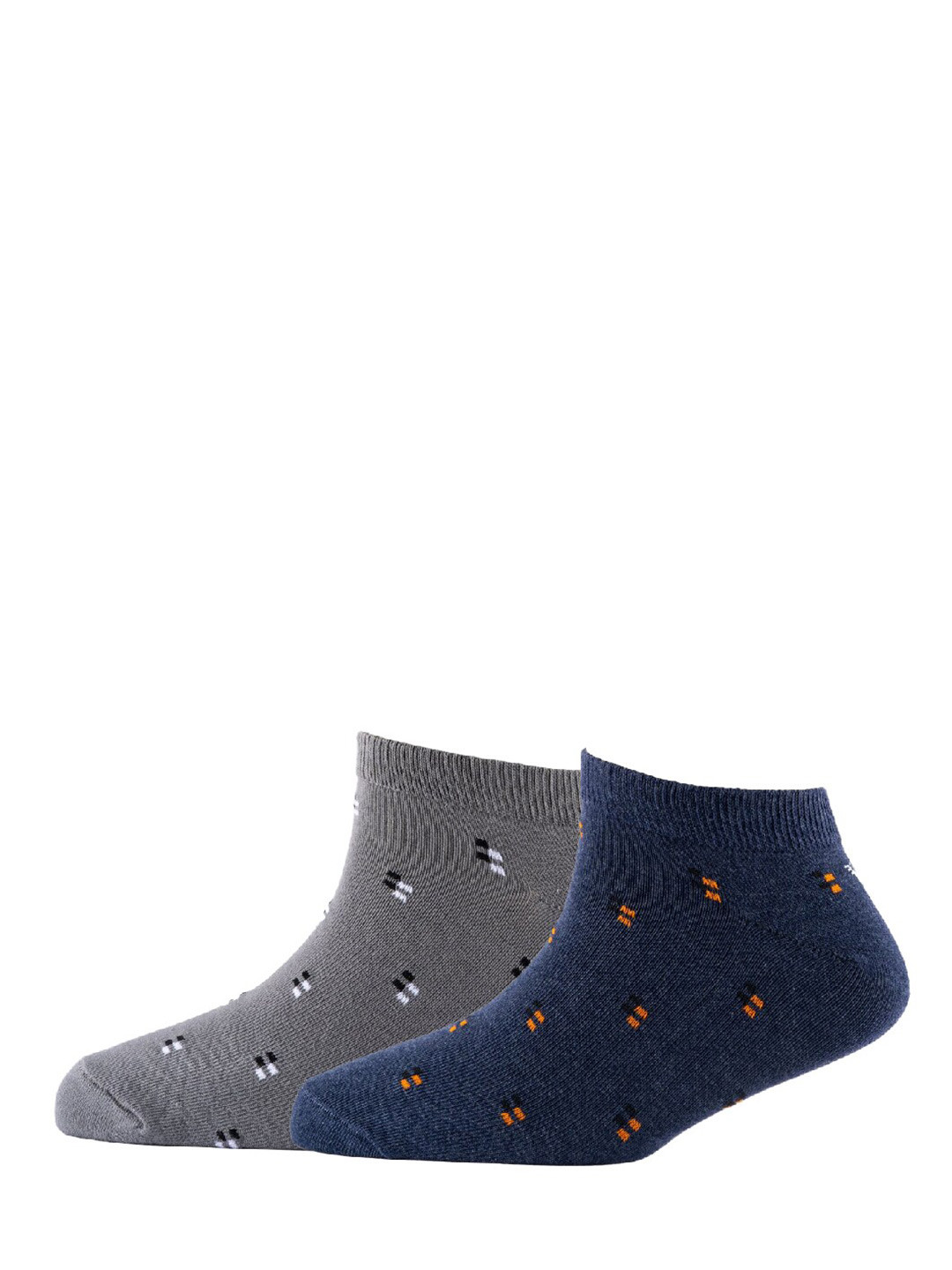 

Cotstyle Men Pack Of 2 Patterned Cotton Ankle Length Socks, Grey