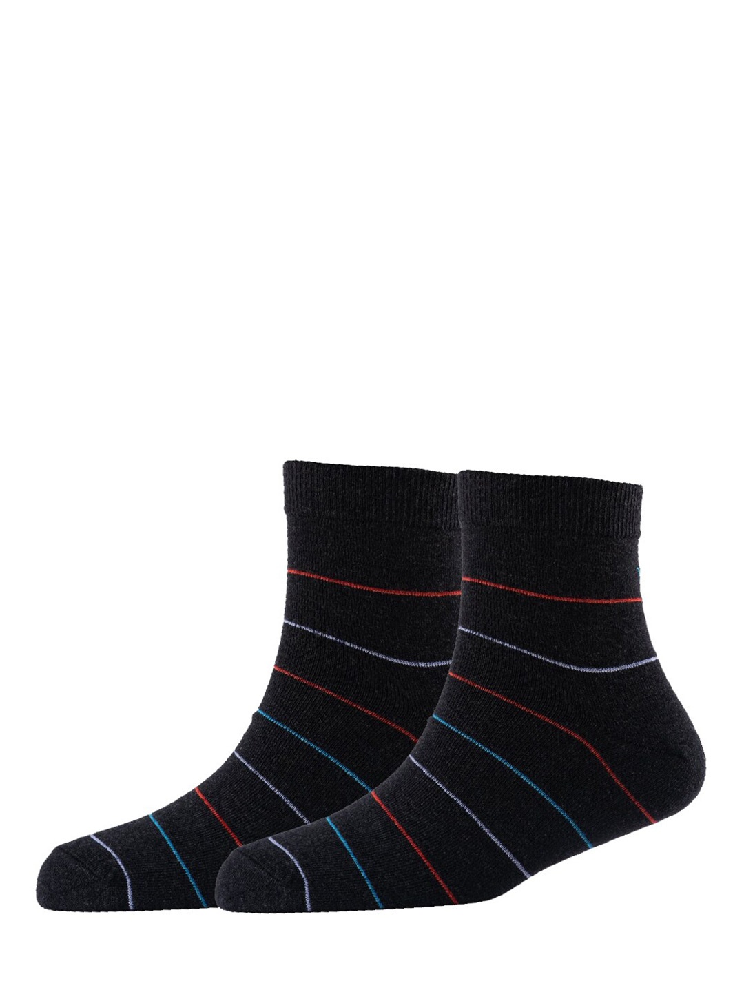 

Cotstyle Men Pack Of 2 Striped Cotton Ankle Length Socks, Black