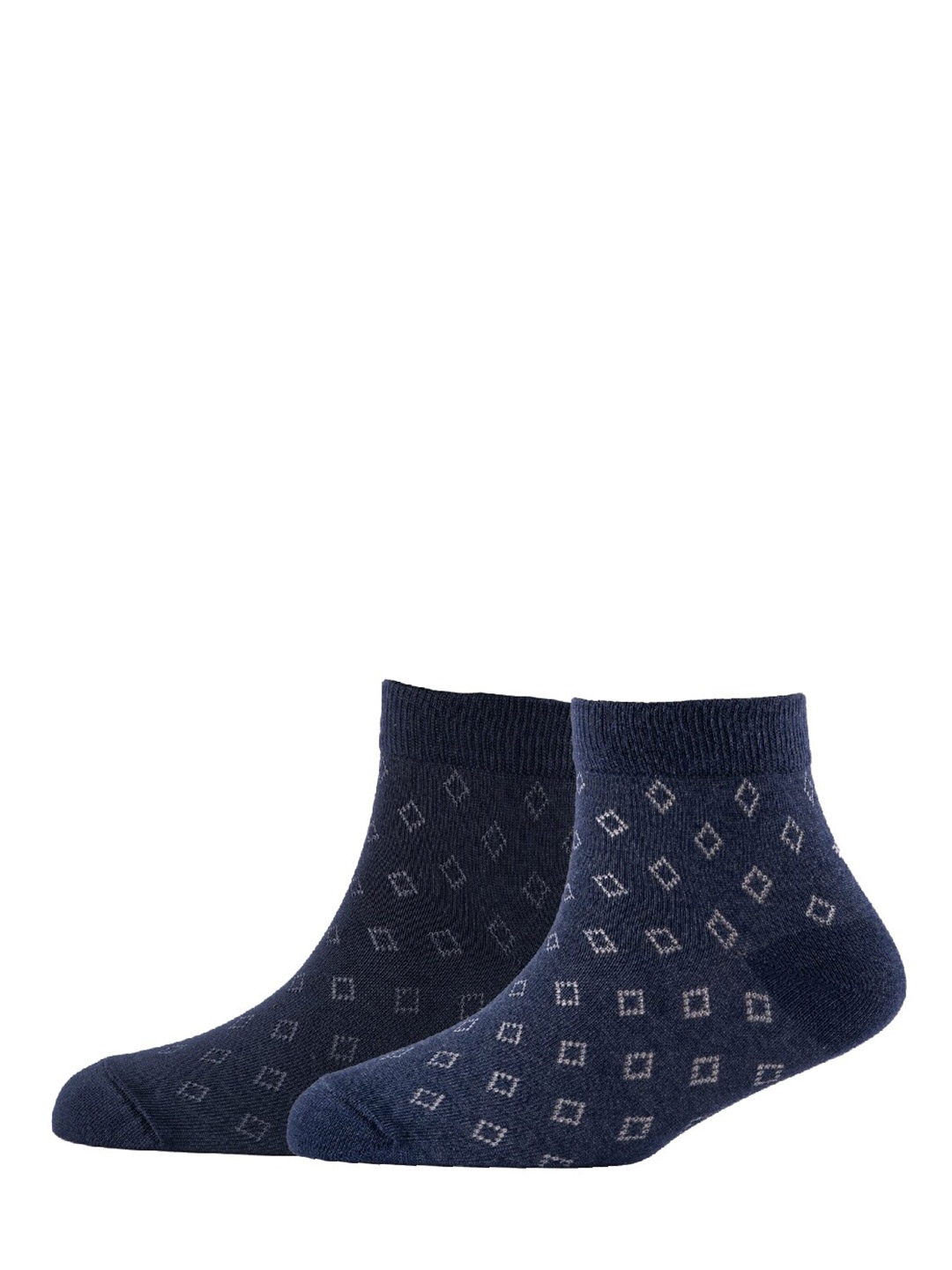 

Cotstyle Men Pack Of 2 Patterned Cotton Ankle Length Socks, Navy blue