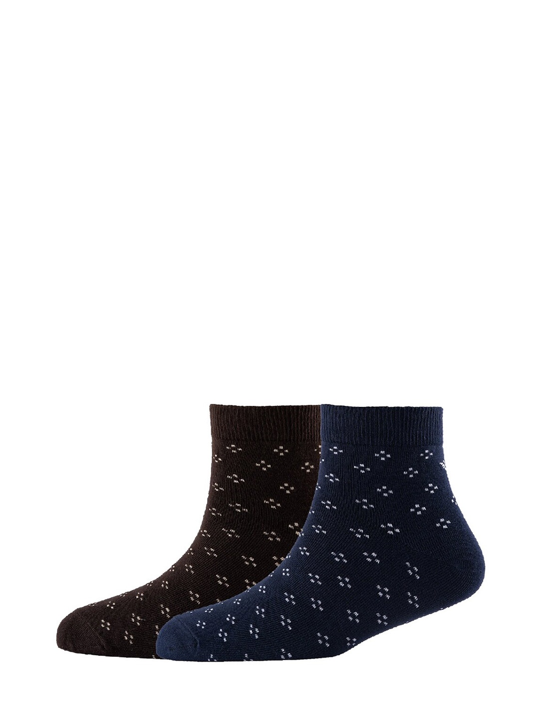 

Cotstyle Men Pack Of 2 Patterned Cotton Ankle Length Socks, Navy blue