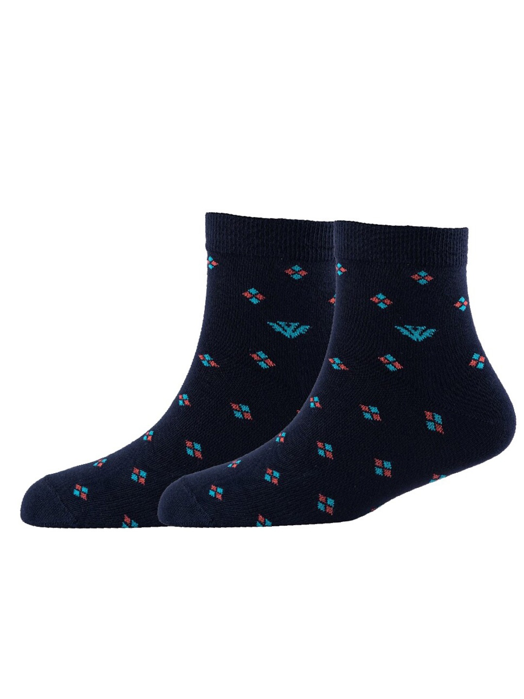 

Cotstyle Men Pack Of 2 Patterned Cotton Ankle Length Socks, Navy blue
