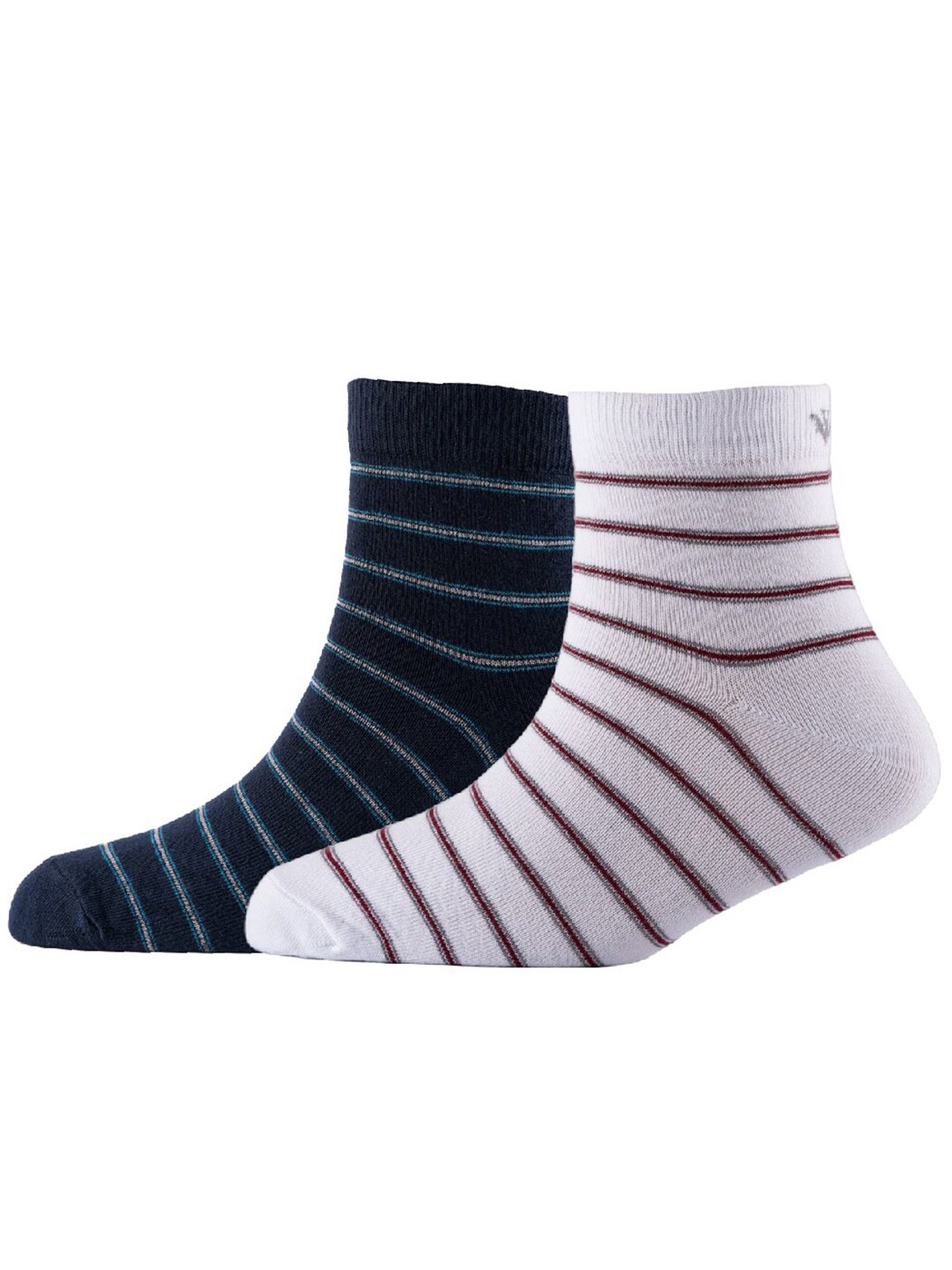 

Cotstyle Men Pack Of 2 Striped Cotton Ankle Length Socks, White