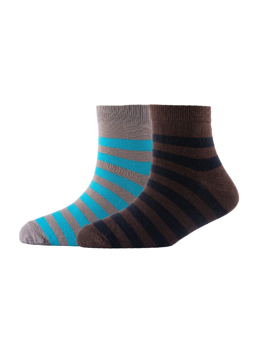 

Cotstyle Men Pack Of 2 Striped Cotton Ankle Length Socks, Brown