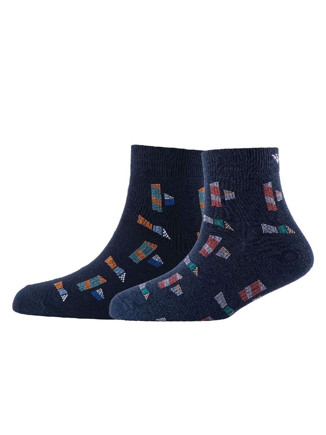 

Cotstyle Men Pack Of 2 Patterned Cotton Ankle Length Socks, Navy blue