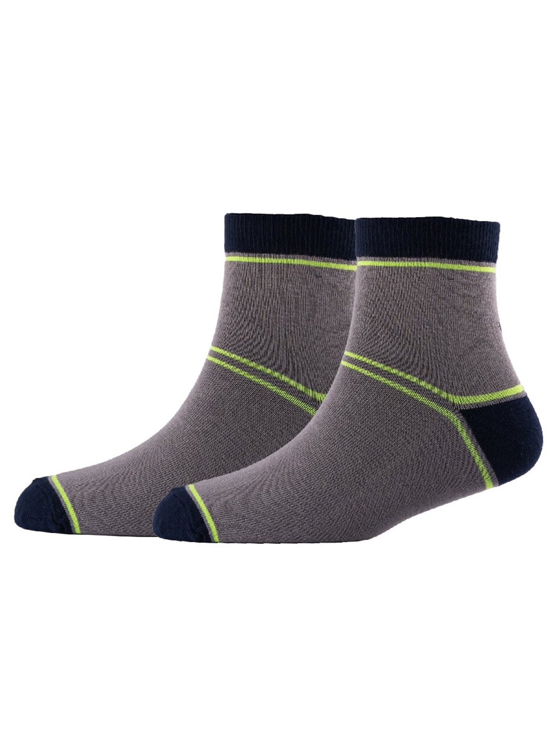 

Cotstyle Men Pack Of 2 Patterned Cotton Ankle Length Socks, Grey