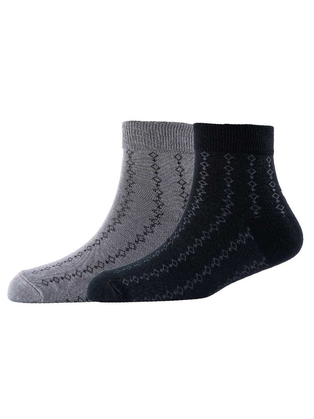 

Cotstyle Men Pack Of 2 Patterned Cotton Ankle Length Socks, Grey