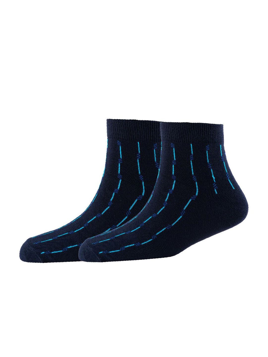 

Cotstyle Men Pack Of 2 Patterned Cotton Ankle Length Socks, Navy blue
