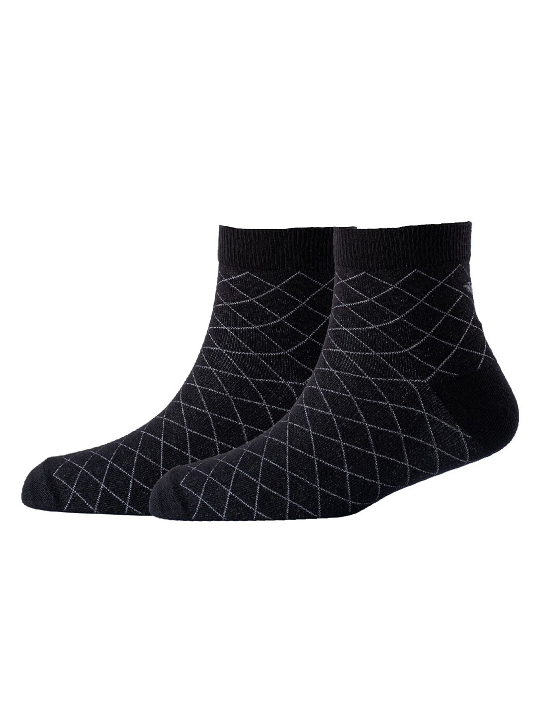 

Cotstyle Men Pack Of 2 Checked Cotton Ankle Length Socks, Black