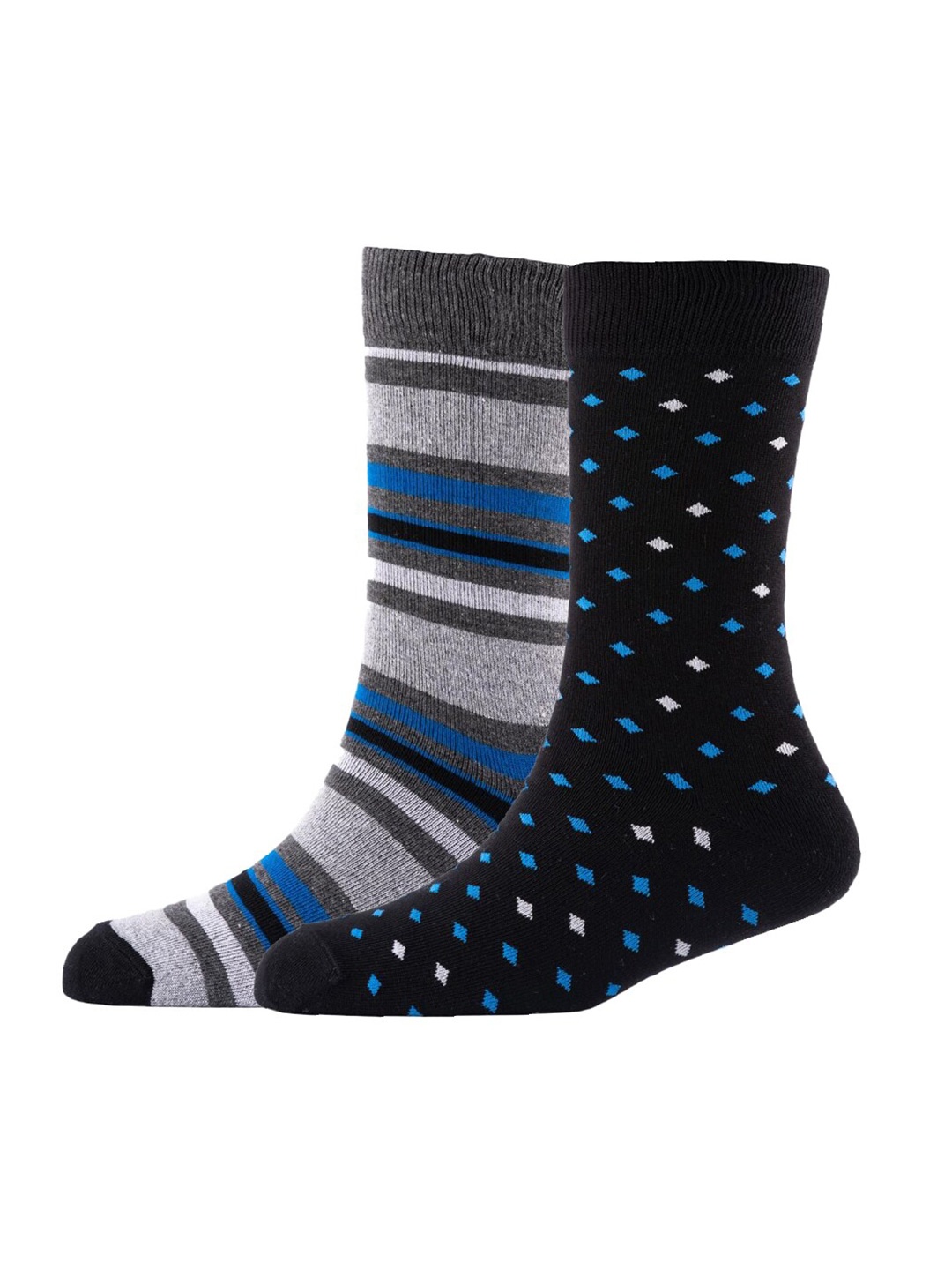 

Cotstyle Men Pack Of 2 Patterned Cotton Calf-Length Socks, White