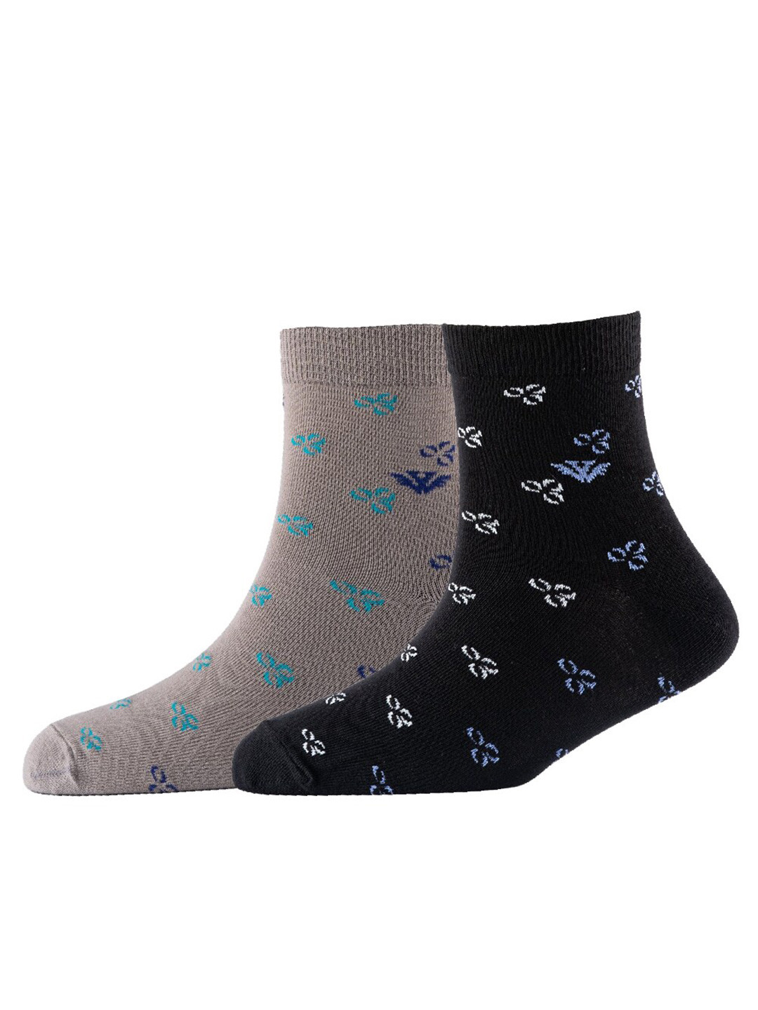 

Cotstyle Men Pack Of 2 Patterned Cotton Ankle Length Socks, Grey