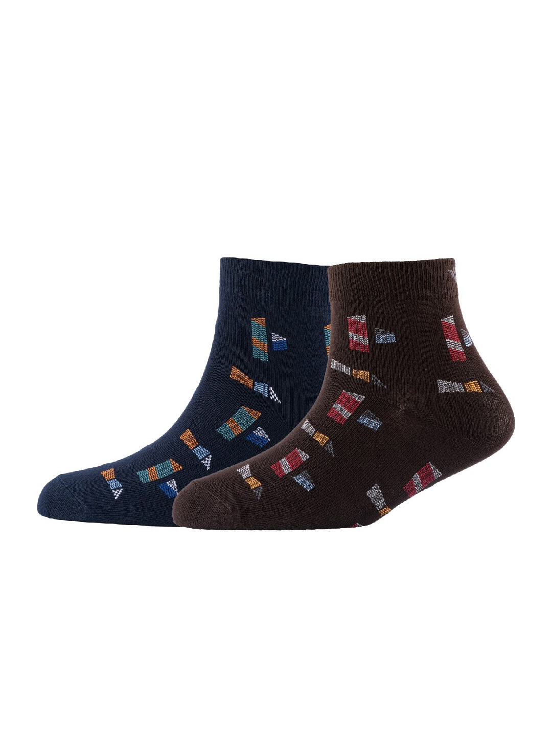 

Cotstyle Men Pack Of 2 Patterned Cotton Ankle Length Socks, Brown