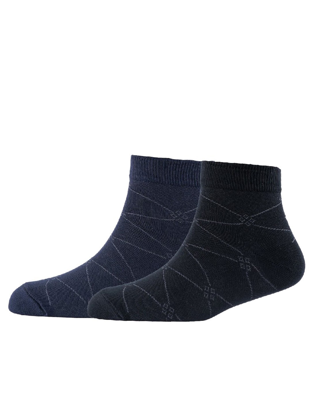 

Cotstyle Men Pack Of 2 Patterned Cotton Ankle Length Socks, Black