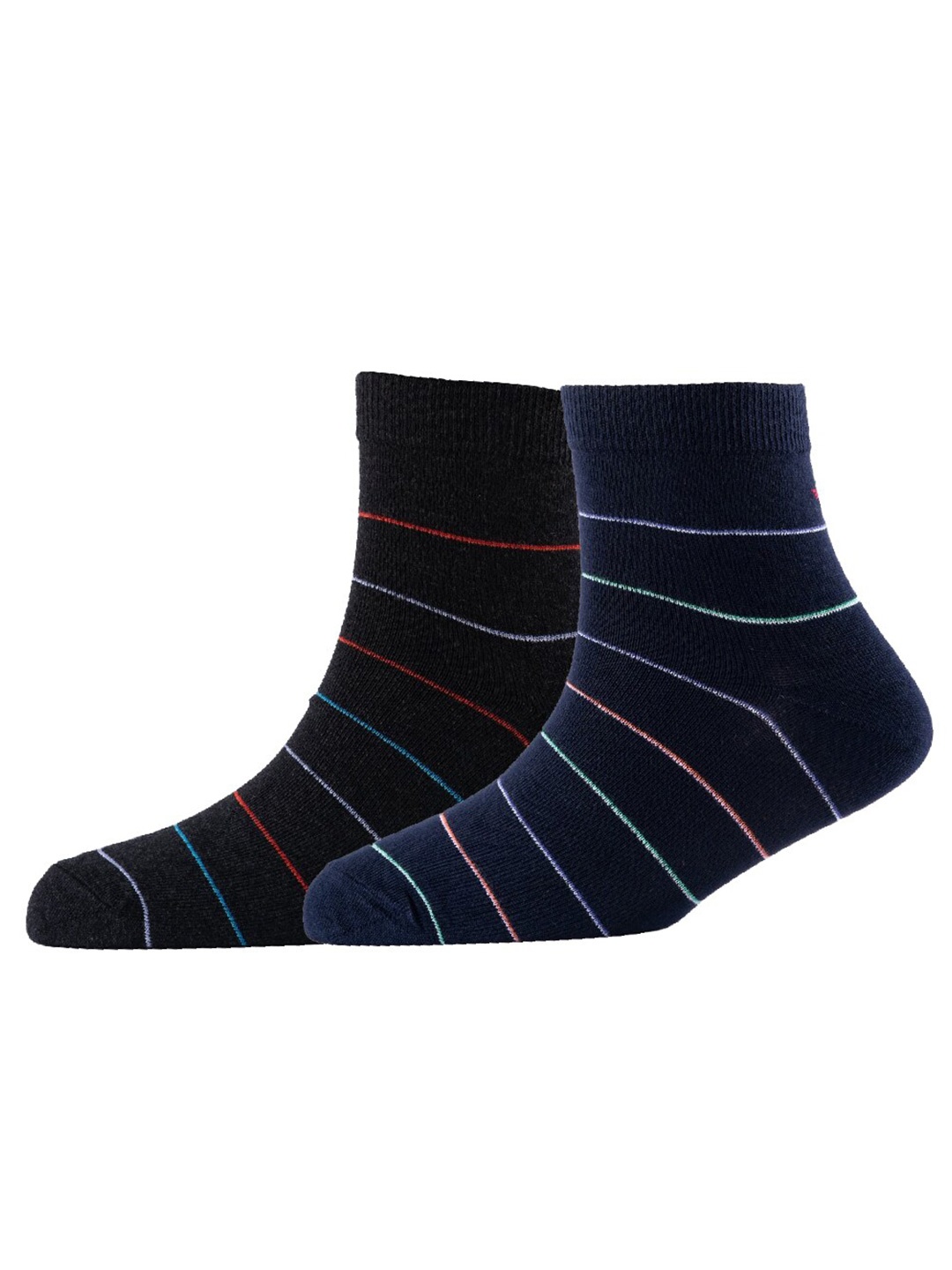 

Cotstyle Men Pack Of 2 Patterned Cotton Above Ankle Length Socks, Navy blue