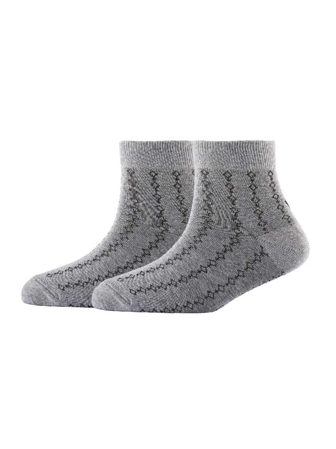 

Cotstyle Men Pack Of 2 Patterned Cotton Ankle Length Socks, Grey