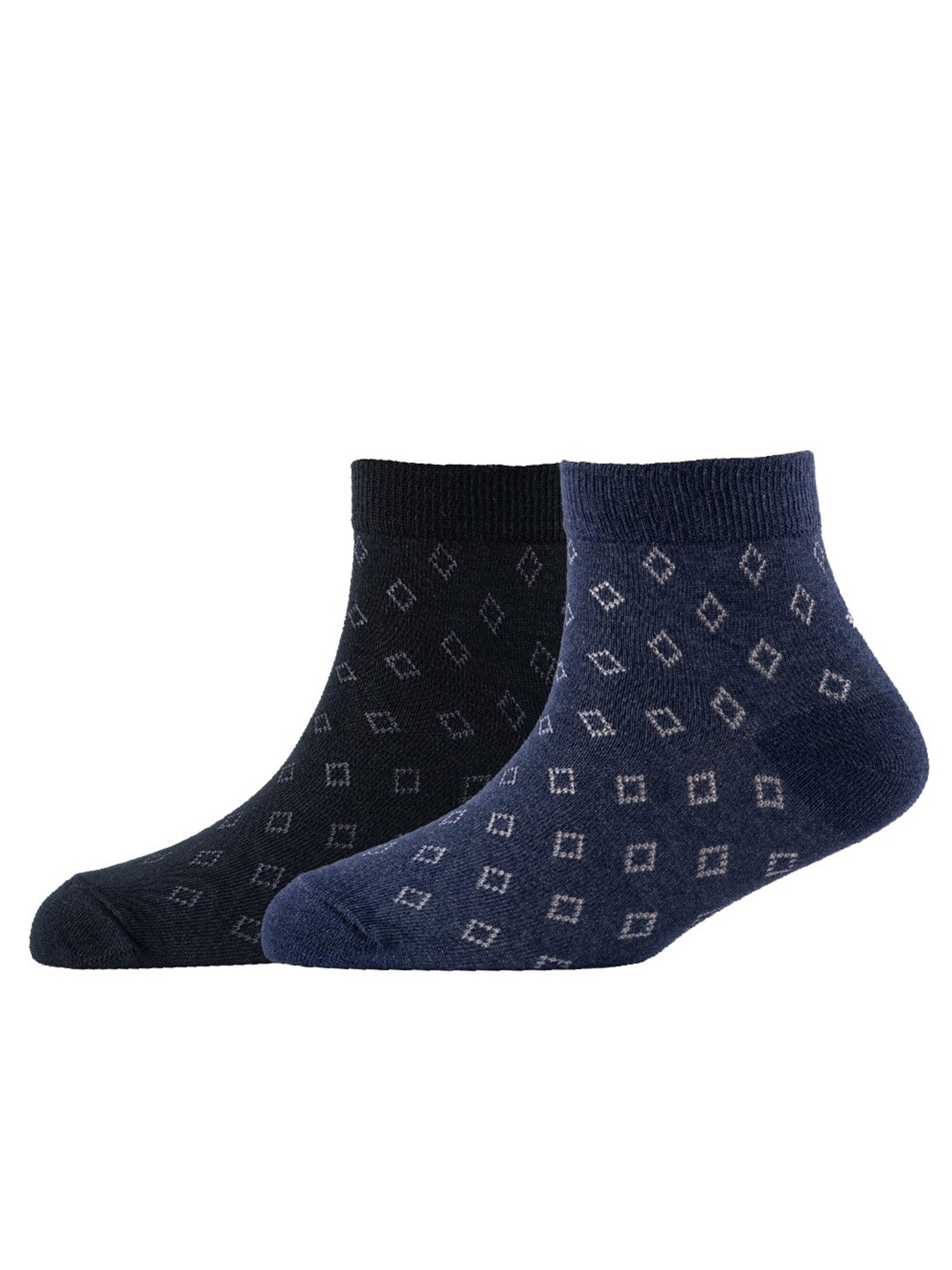 

Cotstyle Men Pack Of 2 Patterned Cotton Ankle Length Socks, Black