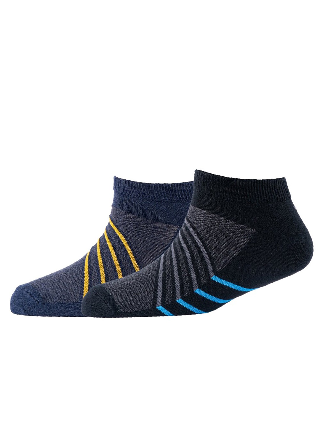 

Cotstyle Men Pack Of 2 Patterned Cotton Ankle Length Socks, Blue