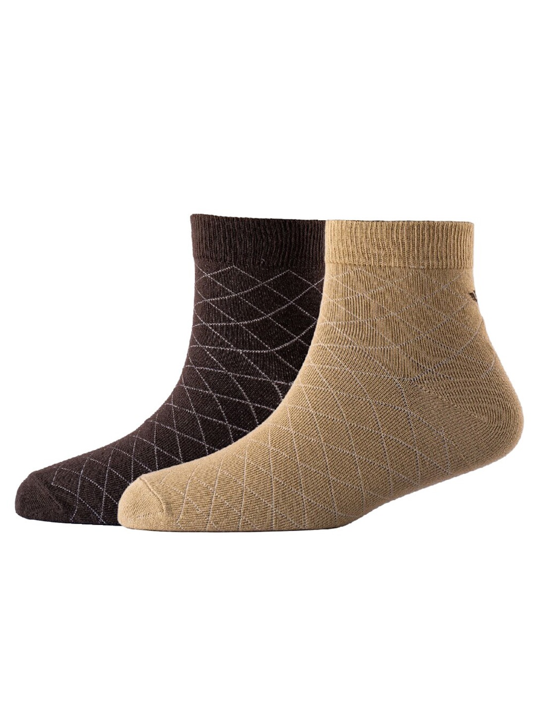 

Cotstyle Men Pack Of 2 Patterned Cotton Ankle Length Socks, Brown