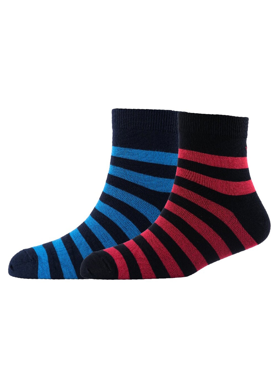 

Cotstyle Men Pack Of 2 Striped Cotton Ankle Length Socks, Navy blue