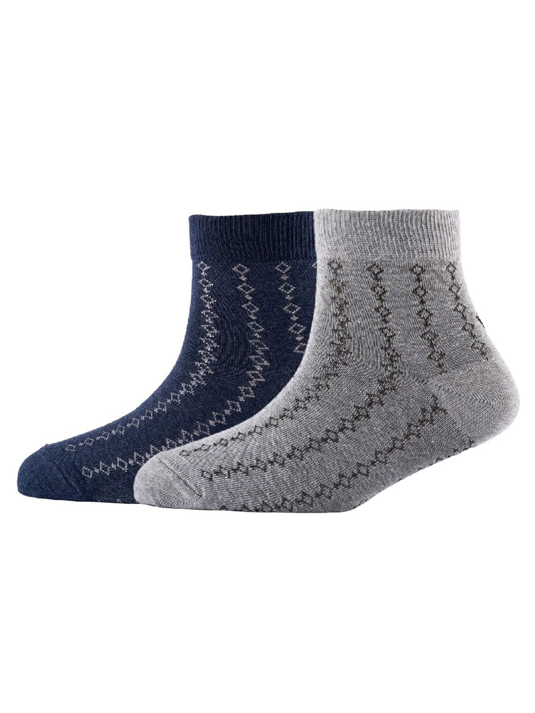 

Cotstyle Men Pack Of 2 Patterned Cotton Ankle Length Socks, Grey