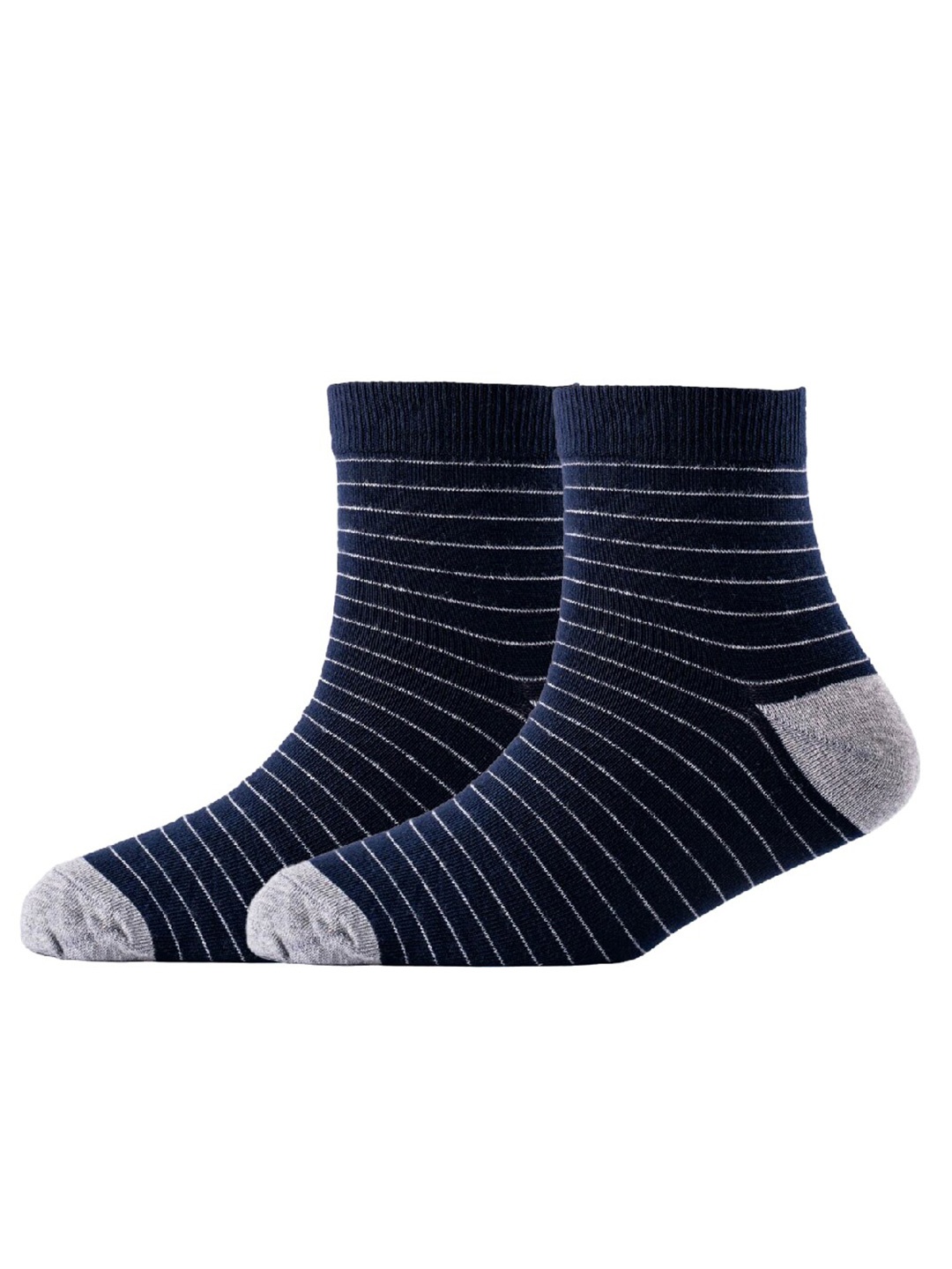 

Cotstyle Men Pack Of 2 Striped Cotton Ankle Length Socks, Navy blue