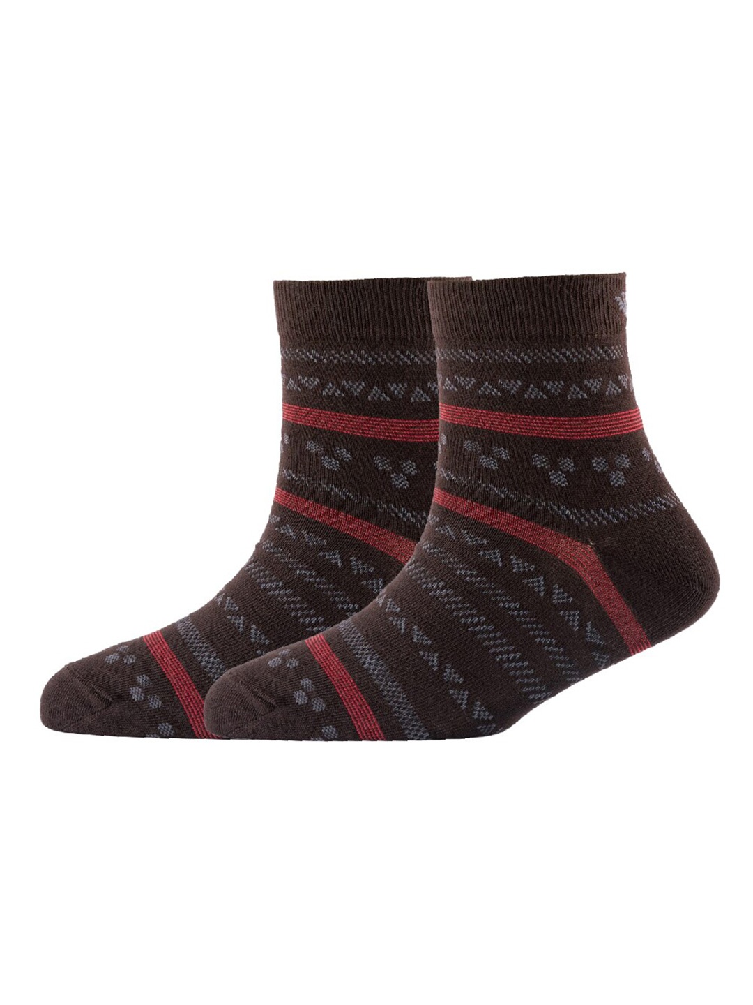 

Cotstyle Men Pack Of 2 Patterned Cotton Ankle Length Socks, Brown
