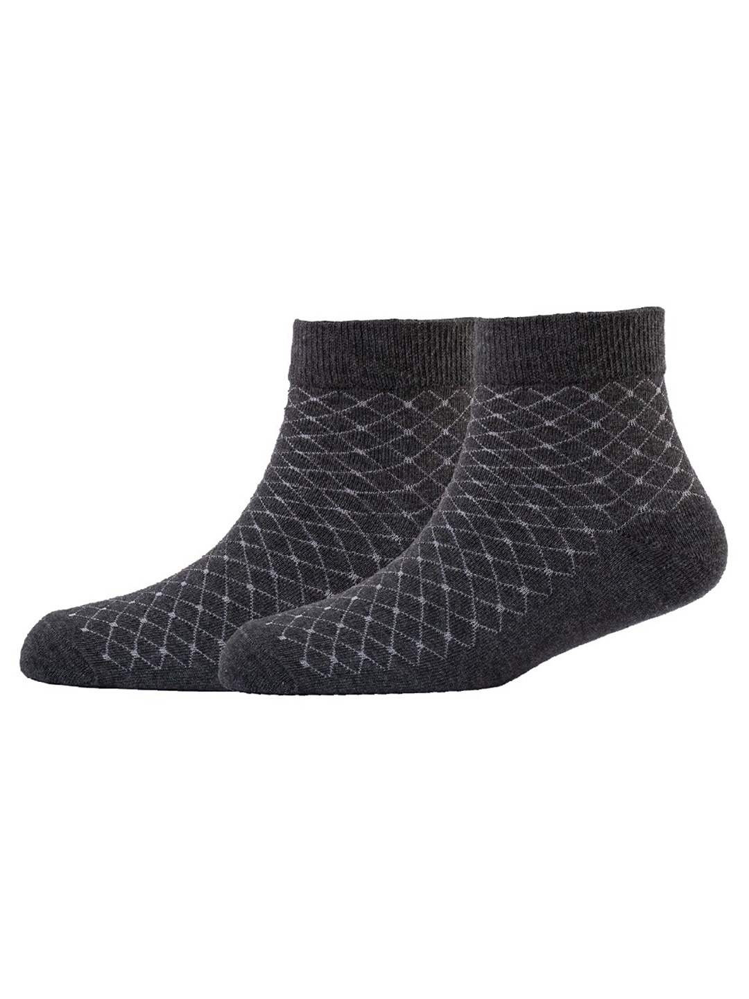 

Cotstyle Men Pack Of 2 Patterned Cotton Ankle Length Socks, Grey