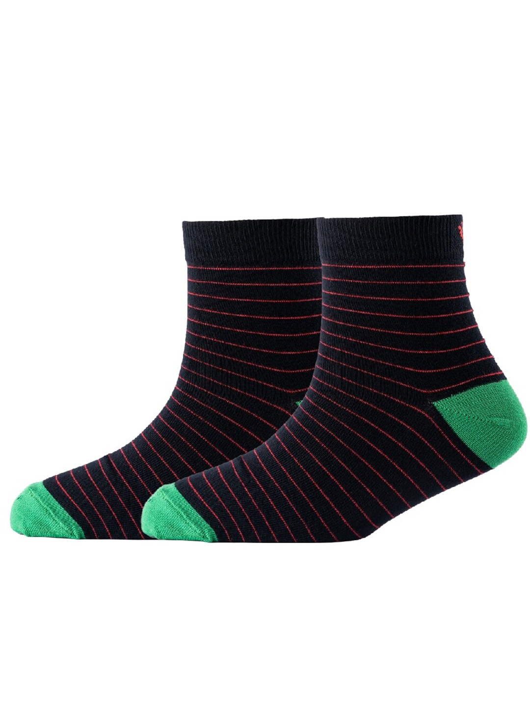 

Cotstyle Men Pack Of 2 Striped Cotton Ankle Length Socks, Black