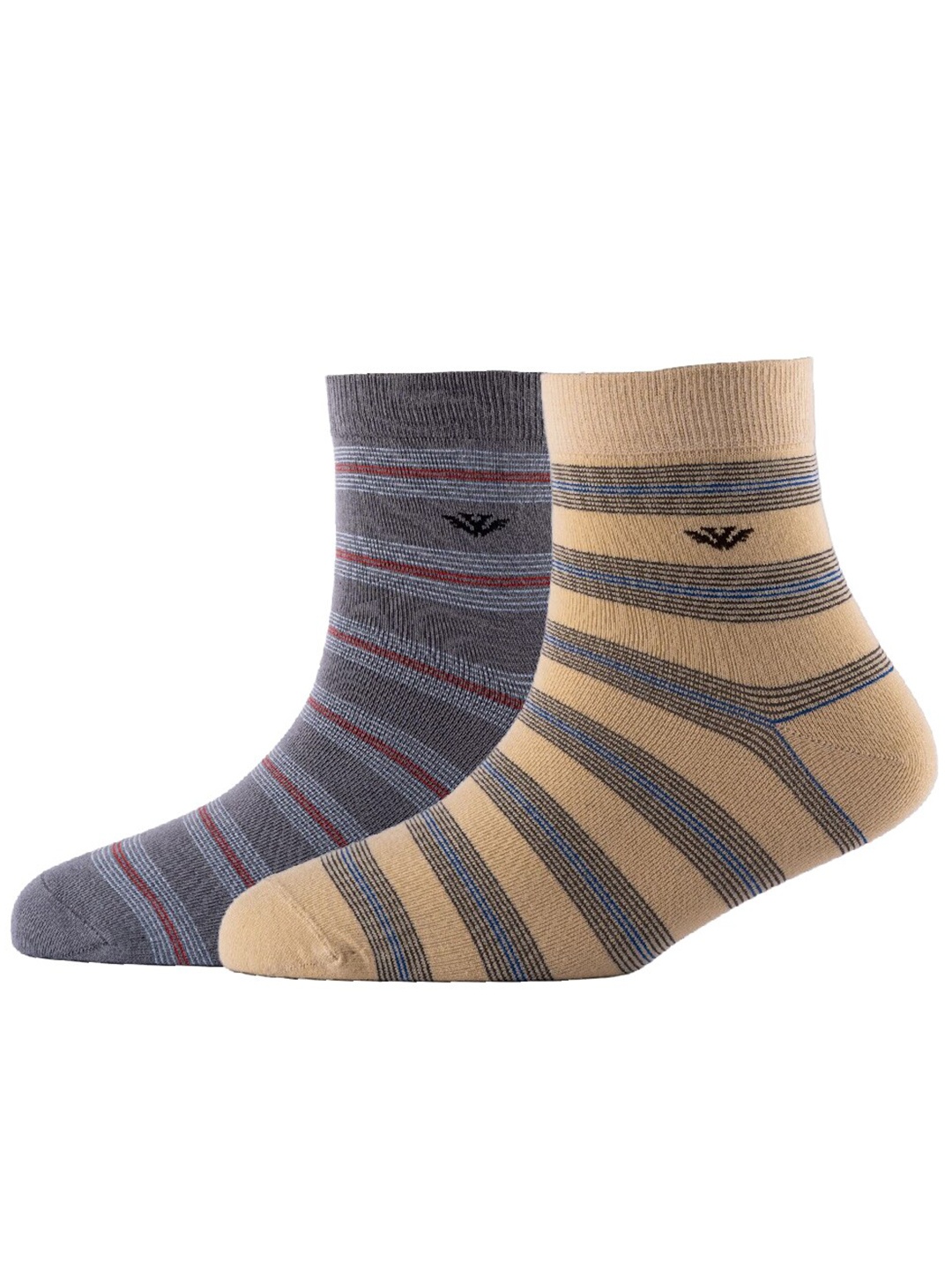 

Cotstyle Men Pack Of 2 Striped Cotton Ankle Length Socks, Grey