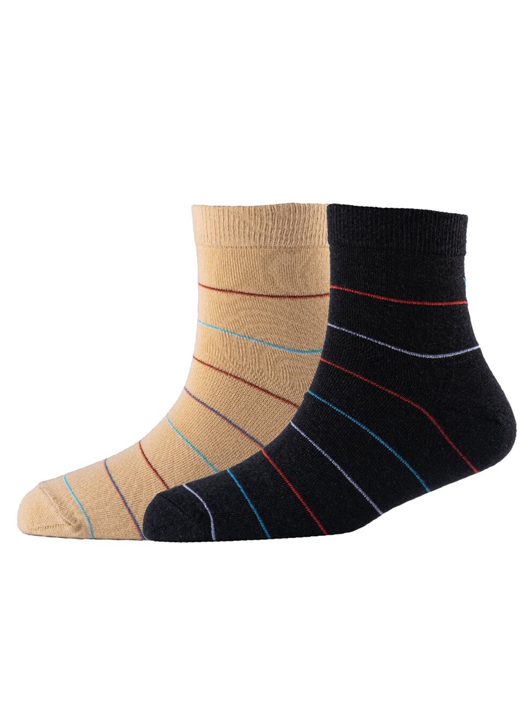 

Cotstyle Men Pack Of 2 Patterned Cotton Ankle Length Socks, Beige