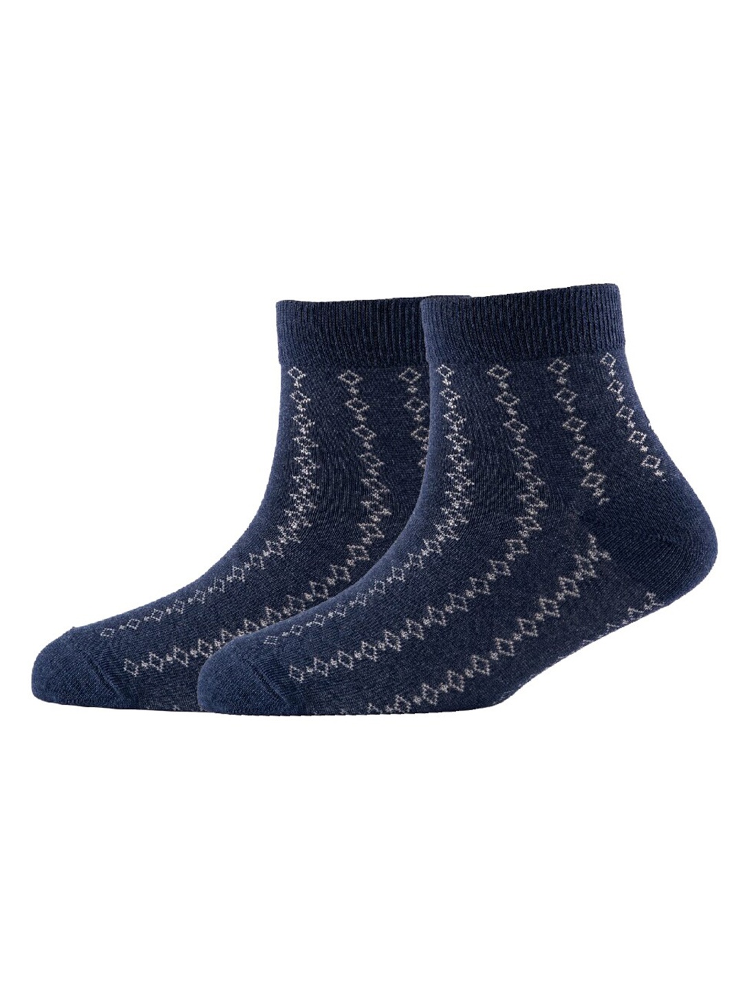 

Cotstyle Men Pack Of 2 Patterned Cotton Ankle Length Socks, Blue