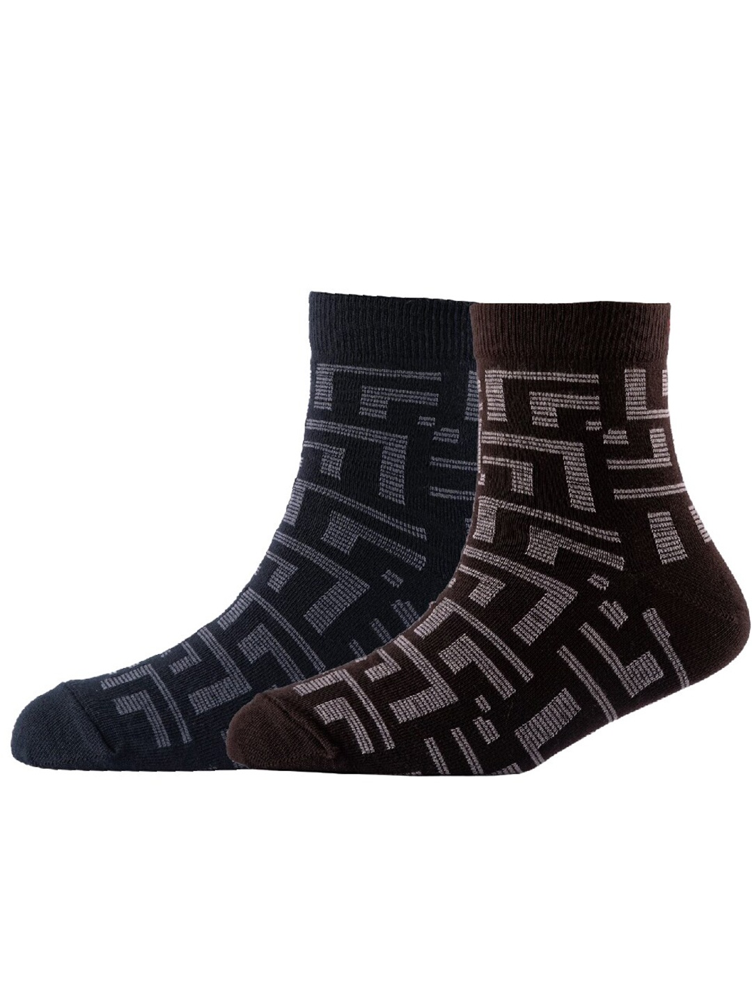 

Cotstyle Pack Of 2 Patterned Cotton Ankle Length Socks, Brown