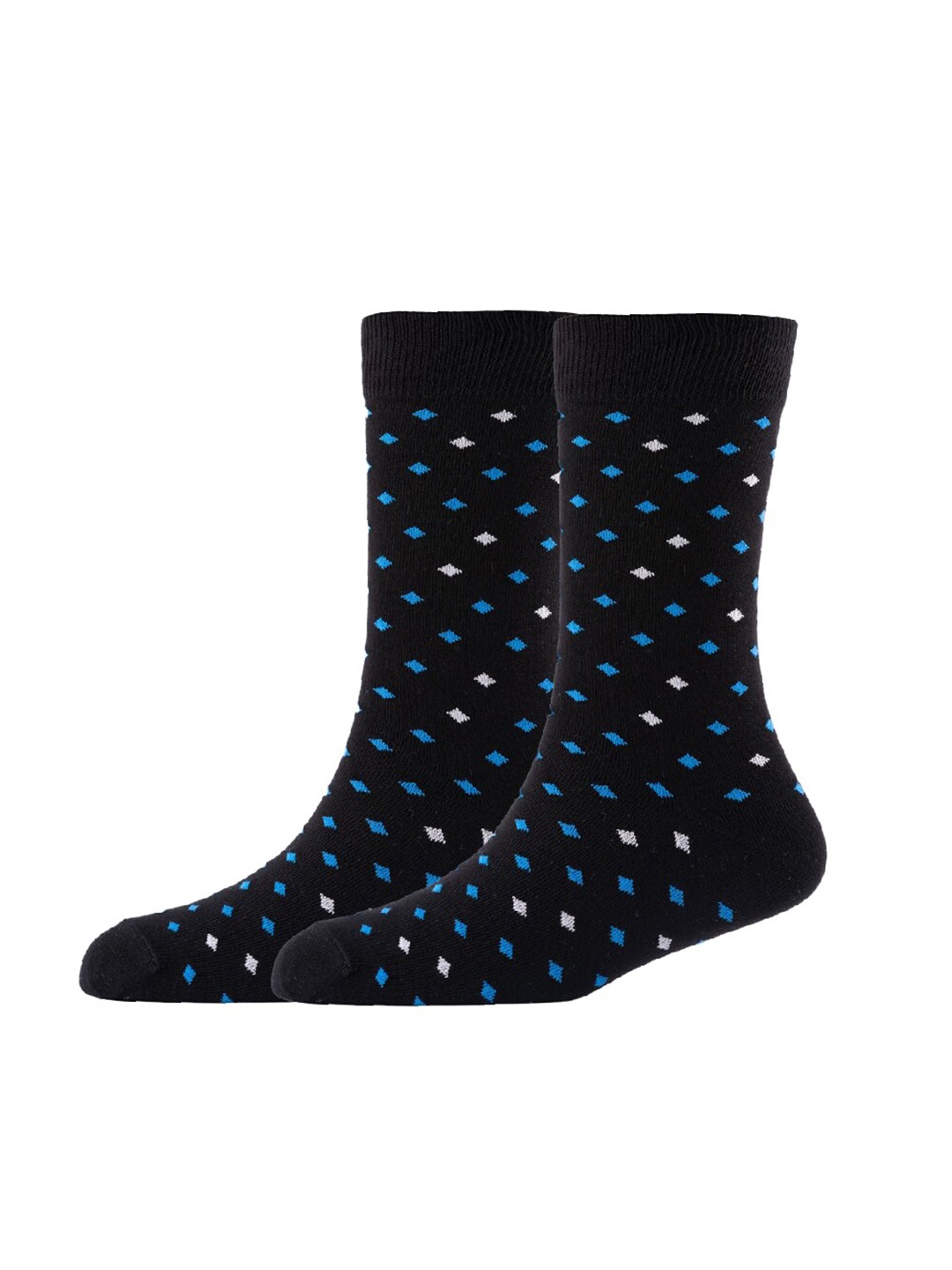 

Cotstyle Men Pack Of 2 Patterned Cotton Knee-Length Socks, Black