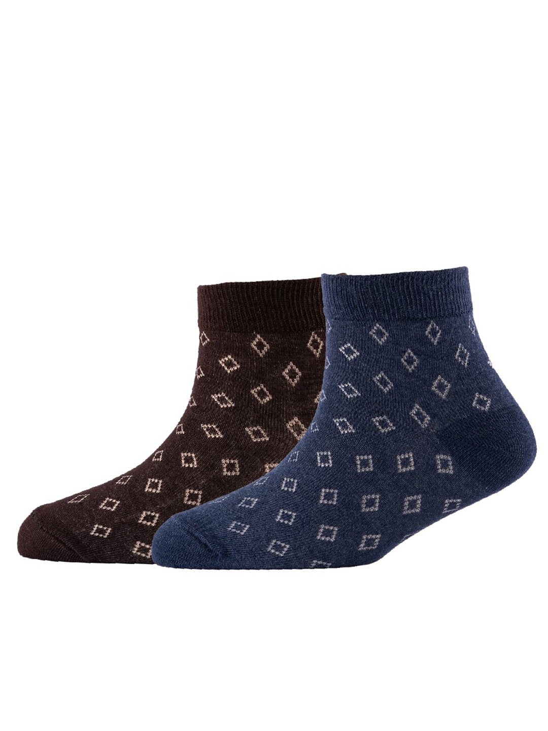 

Cotstyle Men Pack Of 2 Patterned Cotton Ankle Length Socks, Brown