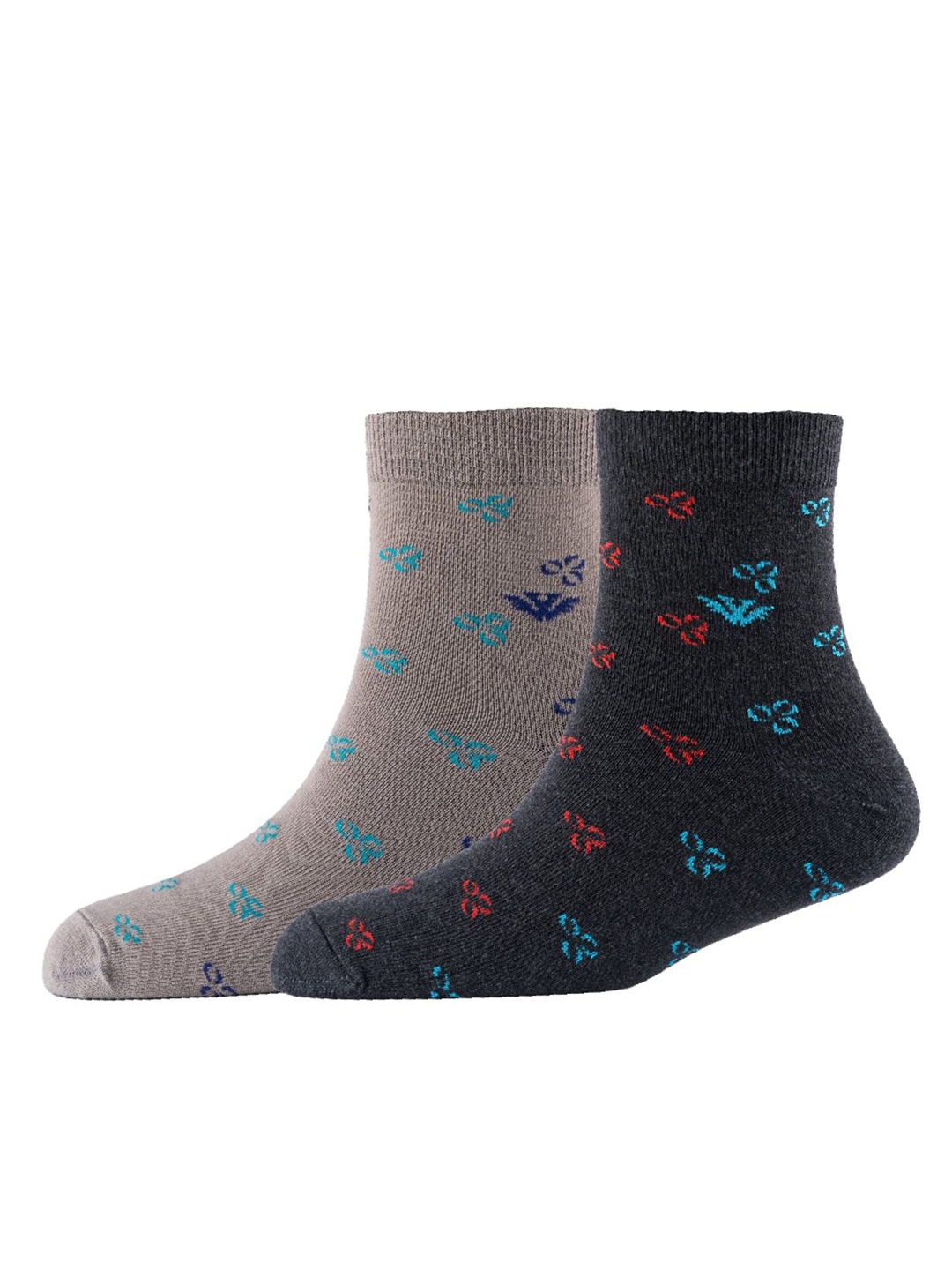 

Cotstyle Men Pack Of 2 Patterned Cotton Ankle Length Socks, Grey