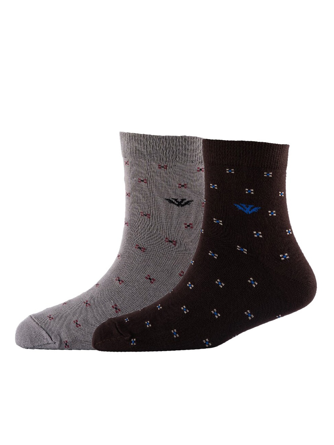 

Cotstyle Men Pack Of 2 Patterned Cotton Ankle Length Socks, Grey