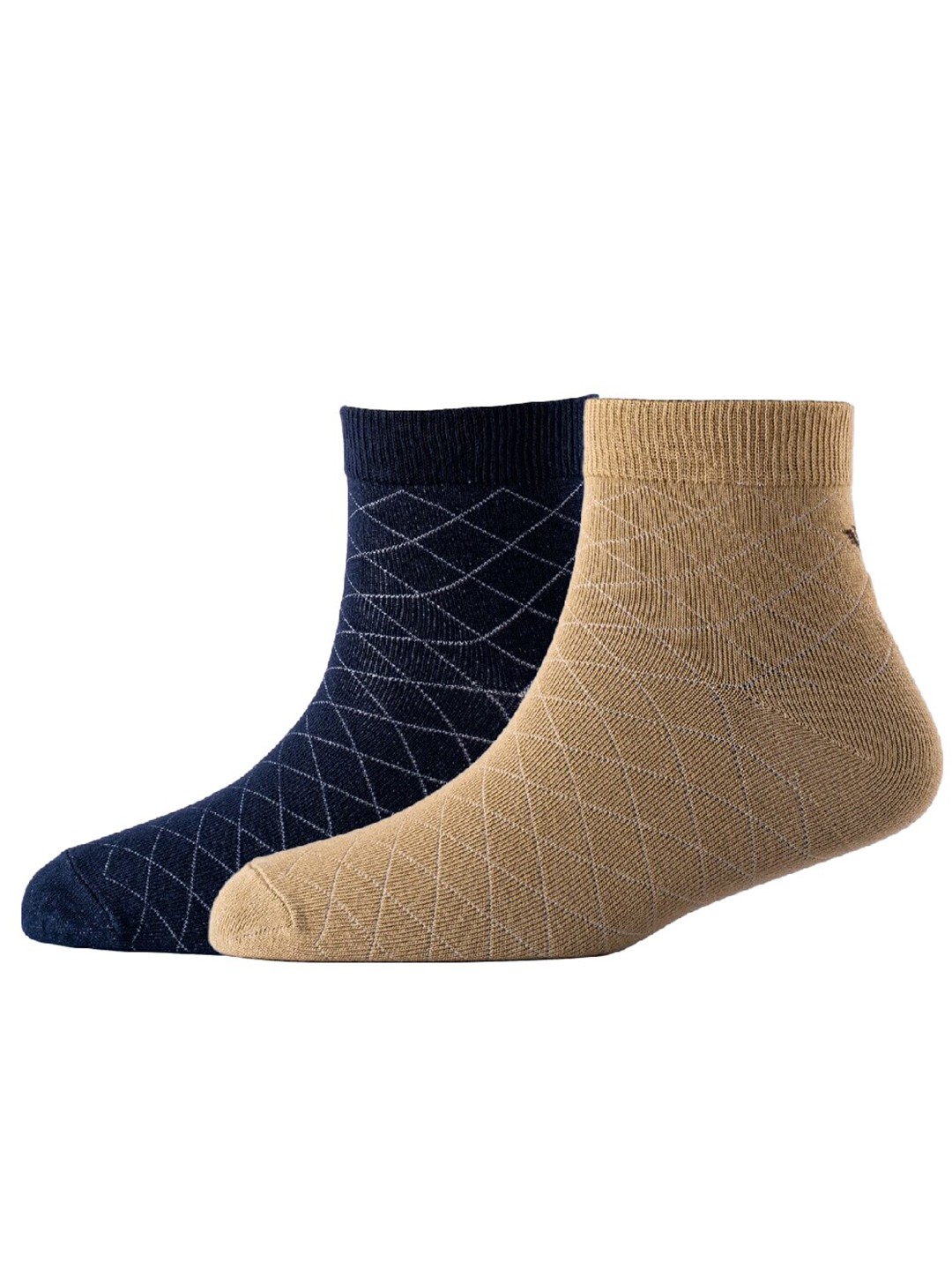 

Cotstyle Men Pack Of 2 Patterned Cotton Ankle Length Socks, Navy blue
