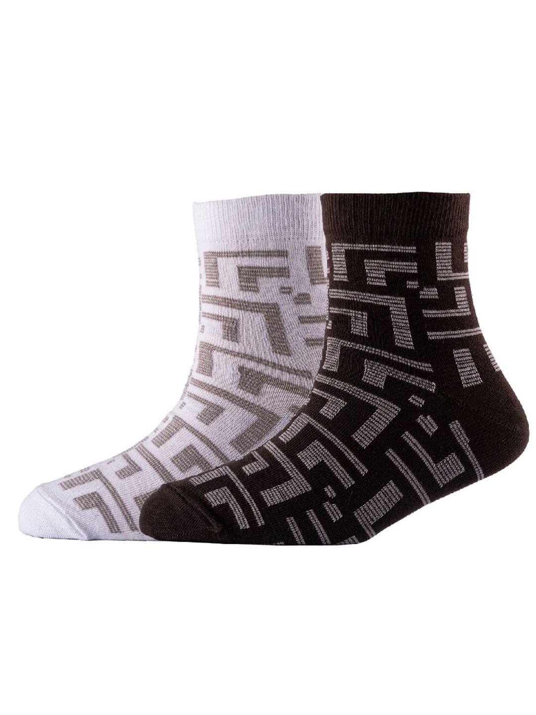 

Cotstyle Men Pack Of 2 Patterned Cotton Ankle Length Socks, White