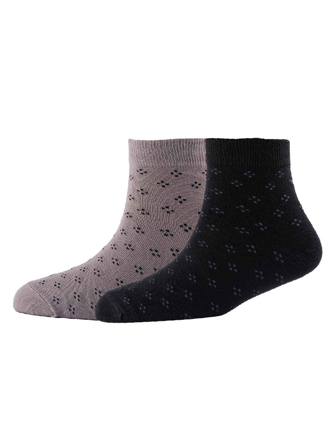 

Cotstyle Pack Of 2 Patterned Cotton Ankle Length Socks, Black